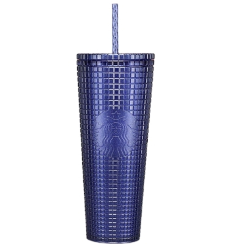 Starbucks Colbalt Blue Glitter Grid Venti 24oz Cold Cup‎ Tumbler